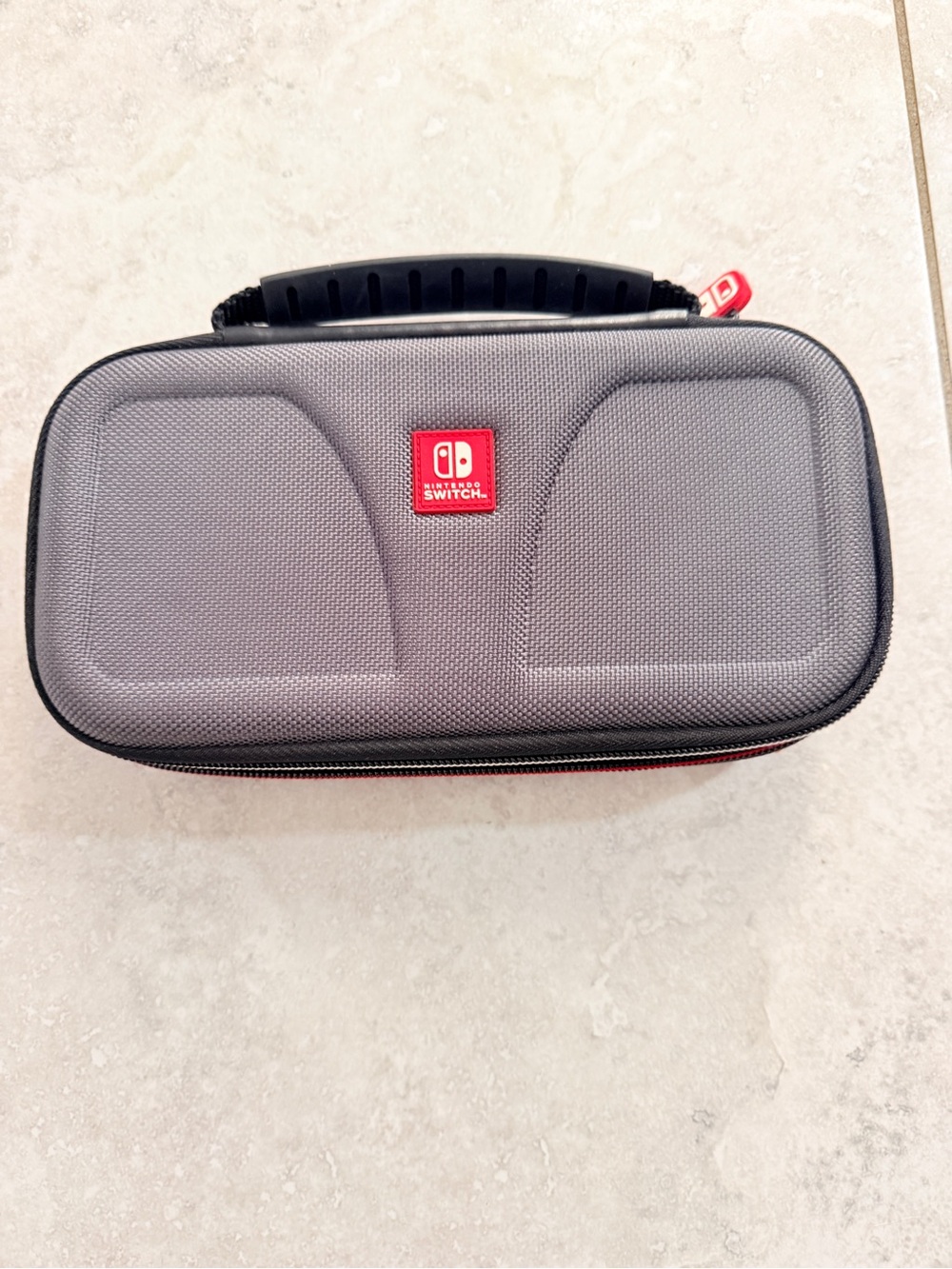 Nintendo Switch Gray Portable Carry Case with Red Accents